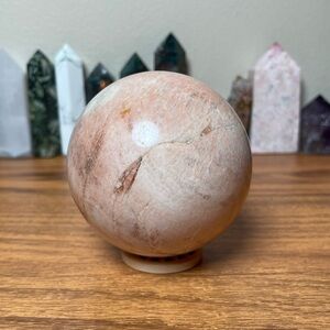 Peach Moonstone & Calcite Sphere
